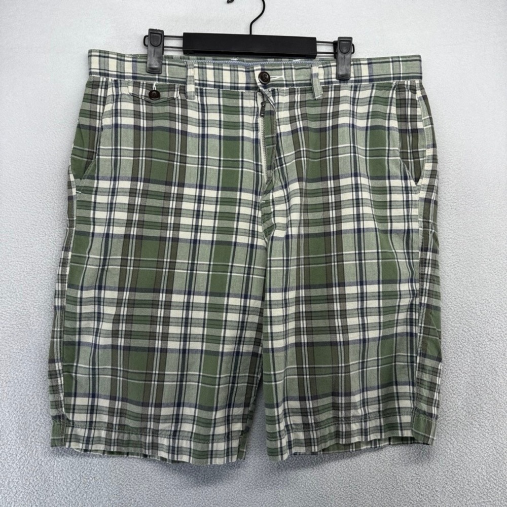 Vintage J Crew Shorts Men's 34 Green Plaid Check Chino Preppy  Ivy Tennis Y2k
